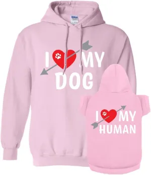 Matching Hoodies for Dogs and Humans - I Heart My Dog I Heart My Human Matching Pet and Owner