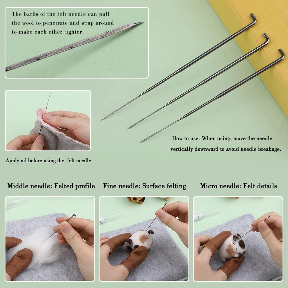 Mayboos Needle Felting Kit,12 Pieces Doll Making Wool Needle Felting Starter Kit with Instruction,Felting Foam Mat and DIY Needle Felting Supply for DIY Craft Animal Home Decoration Birthday Present