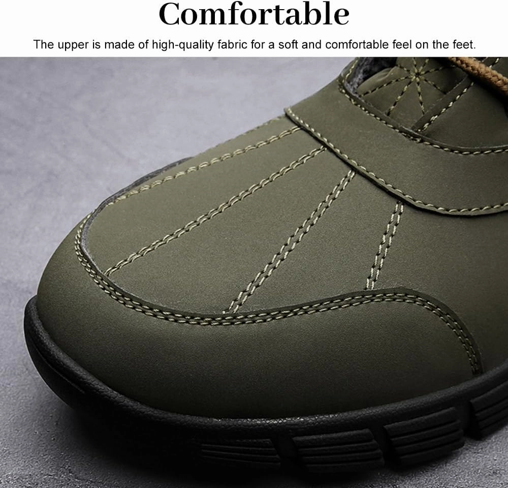 Maylrvjv Men's Snow Boots Warm Fur Lined Anti-Slip Wear-Resistant Comfy Walking Winter Outdoor Boot