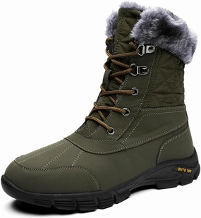 Maylrvjv Men's Snow Boots Warm Fur Lined Anti-Slip Wear-Resistant Comfy Walking Winter Outdoor Boot