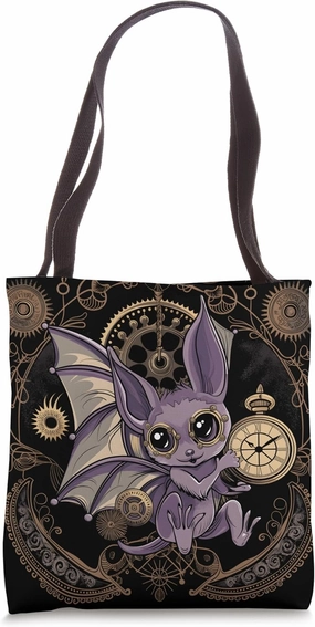Mechanical Steampunk Bat: a cute Gothic tattoo Design Tote Bag