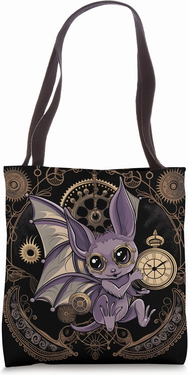 Mechanical Steampunk Bat: a cute Gothic tattoo Design Tote Bag