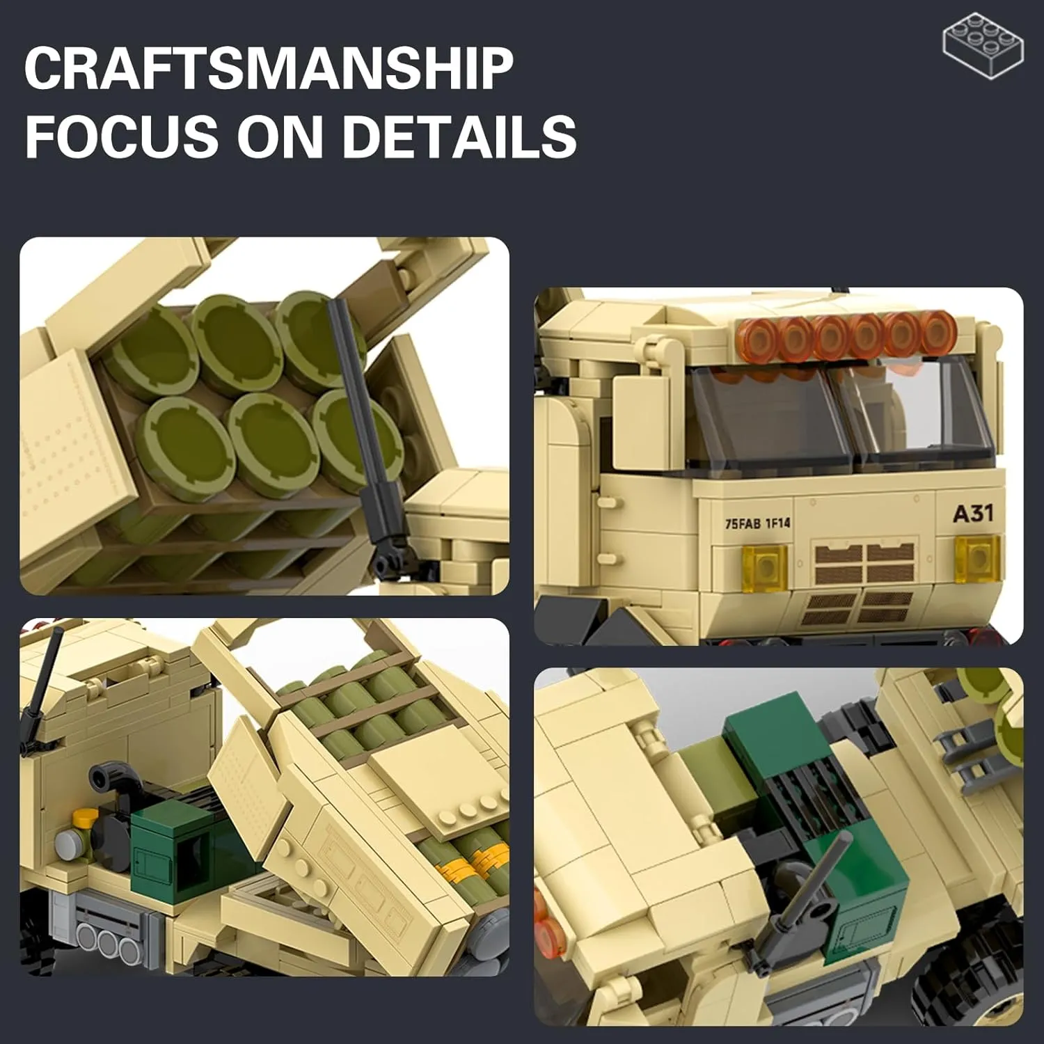 MEIEST Military Vehicle Building Blocks Sets,Armored Model Brick Set Highly Detailed Set for Military Enthusiast, Teens and Adults (M142 HIMERS)