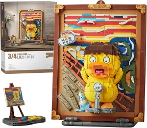 MEIEST Mini Building Blocks Cute 3D Painting Model Set,Simulation Particle Stereograph Collection Construction Building Bricks Toy,Home Decor,14  (The Scream Duck)