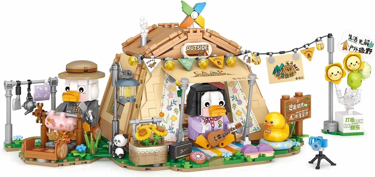 MEIEST Camping Building Blocks Set,Holiday Camper Collection Particle Construction Building Bricks Toy,Home Decor (Tent)