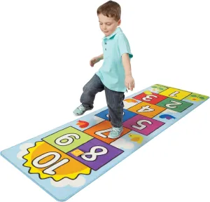 Melissa & Doug Hop and Count Hopscotch Game Rug (3 pcs, 78.5 x 26.5 inches) , Blue