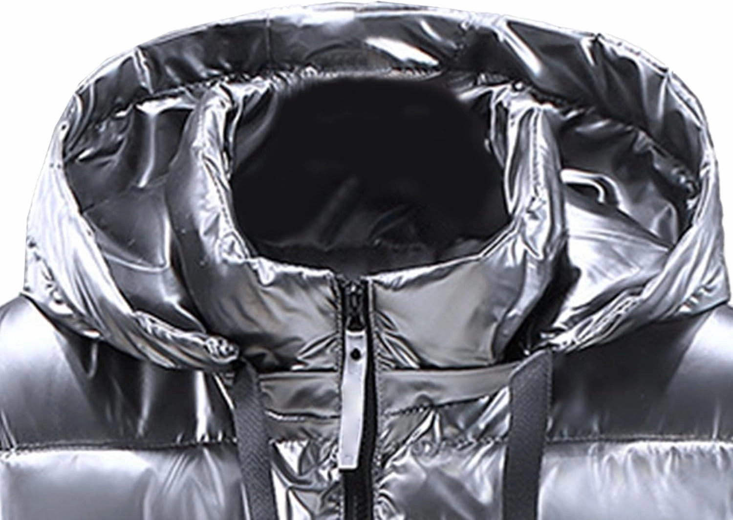Men's Metallic Shiny Winter Vest Padded Sleeveless Zip Up Hooded Coat Warm Outdoor Thick Luxury Jacket Vest