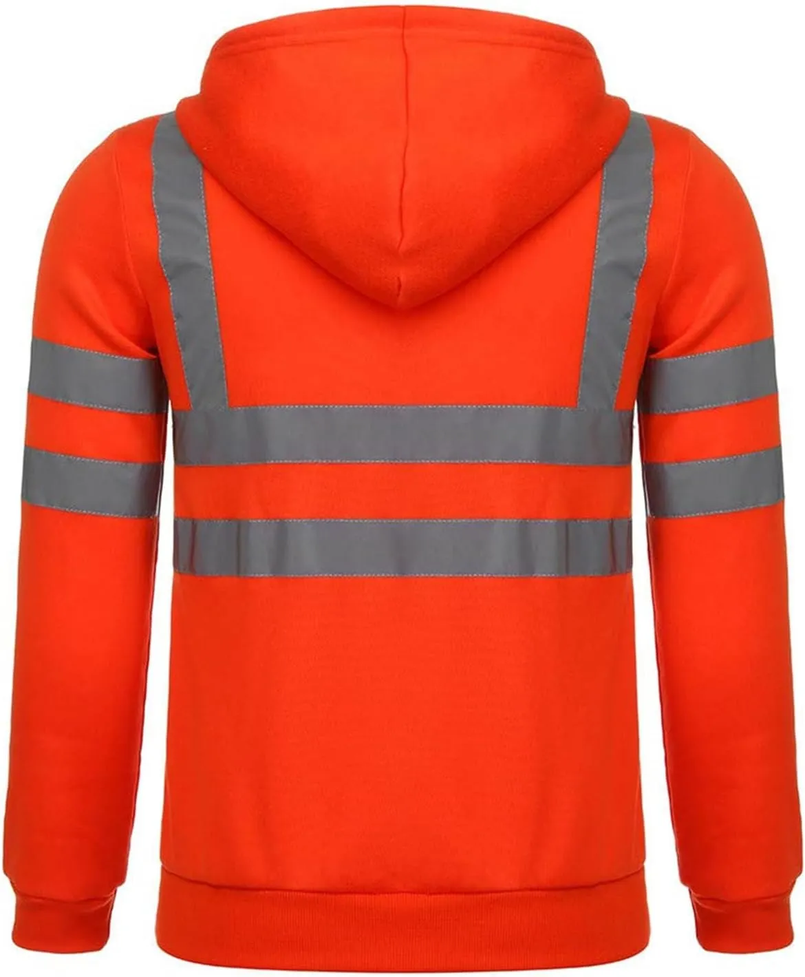 Mens High Visibility Hoodies Midweight Loose Fit Hooded Pullover Hoodie with Lime Reflective Stripes, Class 3 Safe