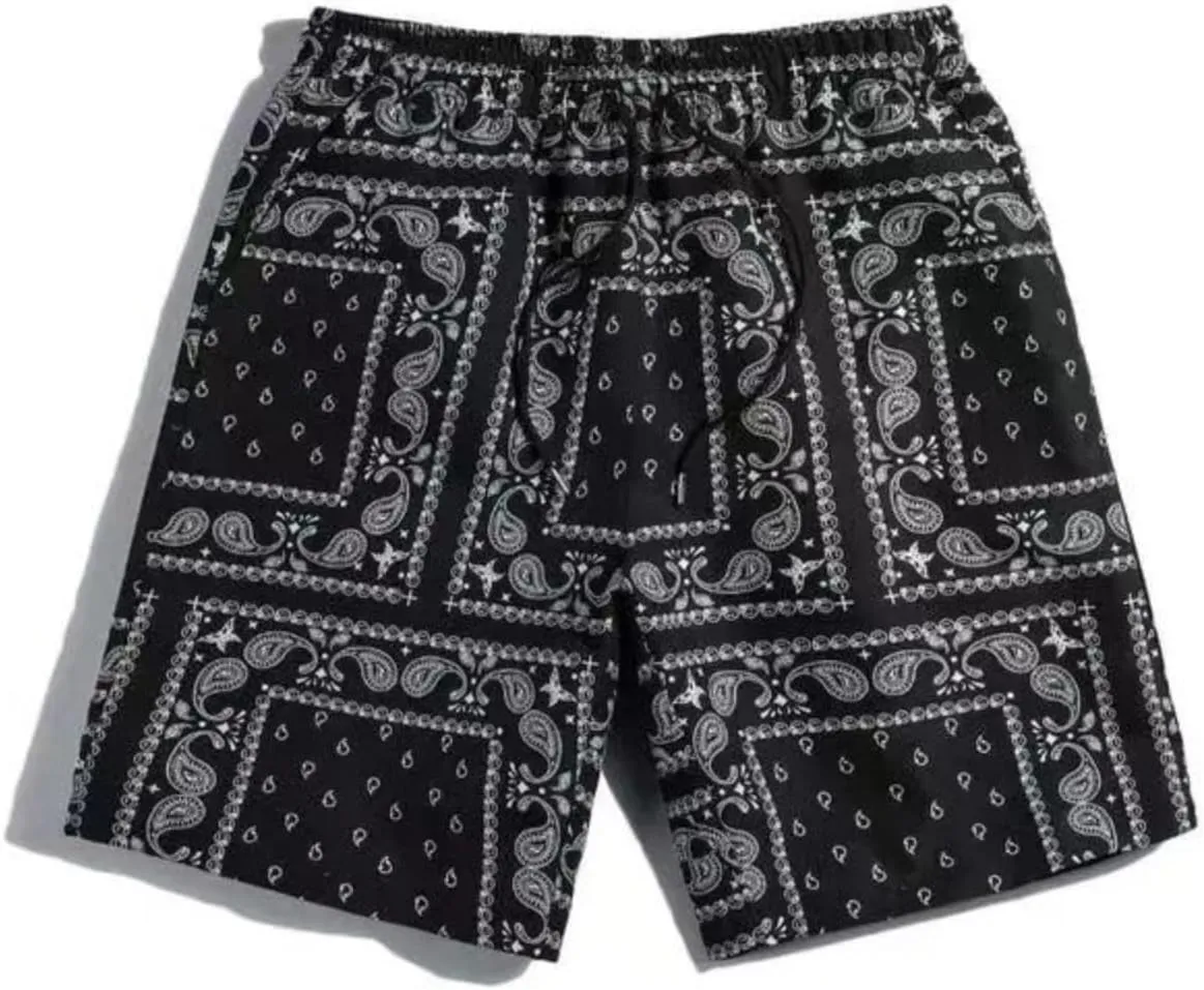 Men's Paisley Shorts Mesh Graphic Print Casual Beach Shorts Athletic Gym Workout Running Short Retro Pants