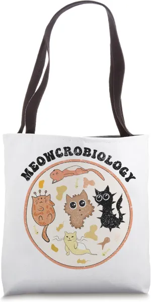 Meowcrobiology Cat Distressed Bacteria Microbiology Science Tote Bag