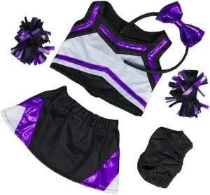 Metallic Purple & Black Cheerleader Outfit for Plush Toys, Fits Most Soft & Durable Cheerleading Uniform for 14-18 inch Stuffed Animals, Ideal for Playtime and Display