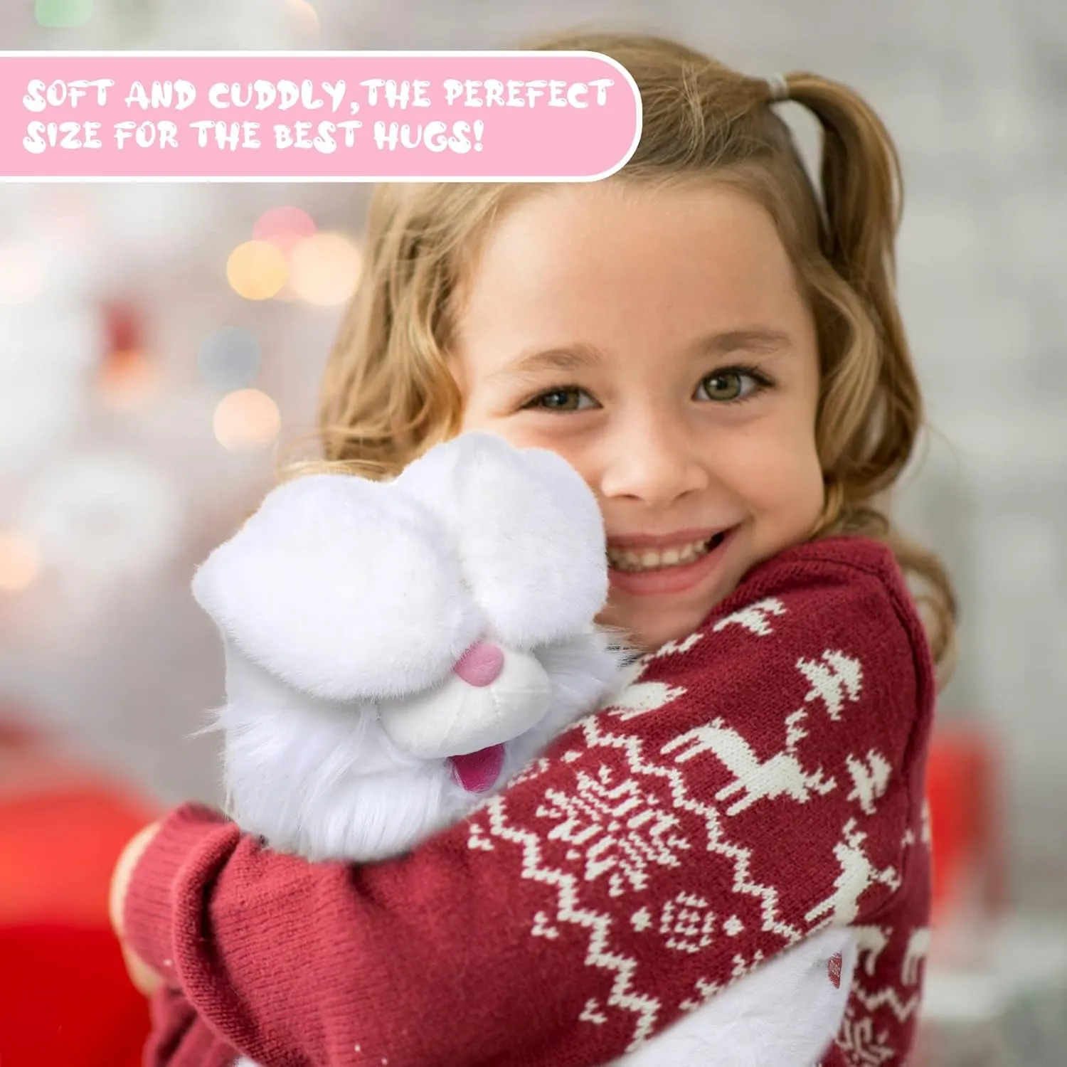 MIAODAM Peek A Boo Bunny Stuffed Animal, Singing Baby Toys for Kids, Children Song & Lullabies Easter Bunny Rabbit Repeats What You Say, Bunny Baby Toys 6-12 Months Talking Singing with Floppy Ears