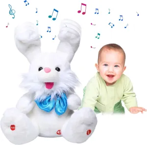 MIAODAM Peek A Boo Bunny Stuffed Animal, Singing Baby Toys for Kids, Children Song & Lullabies Easter Bunny Rabbit Repeats What You Say, Bunny Baby Toys 6-12 Months Talking Singing with Floppy Ears
