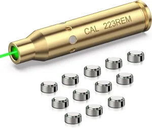 MidTen Green Laser Bore Sight 223 5.56mm 9mm Laser Boresighter with 4 Sets of Batteries