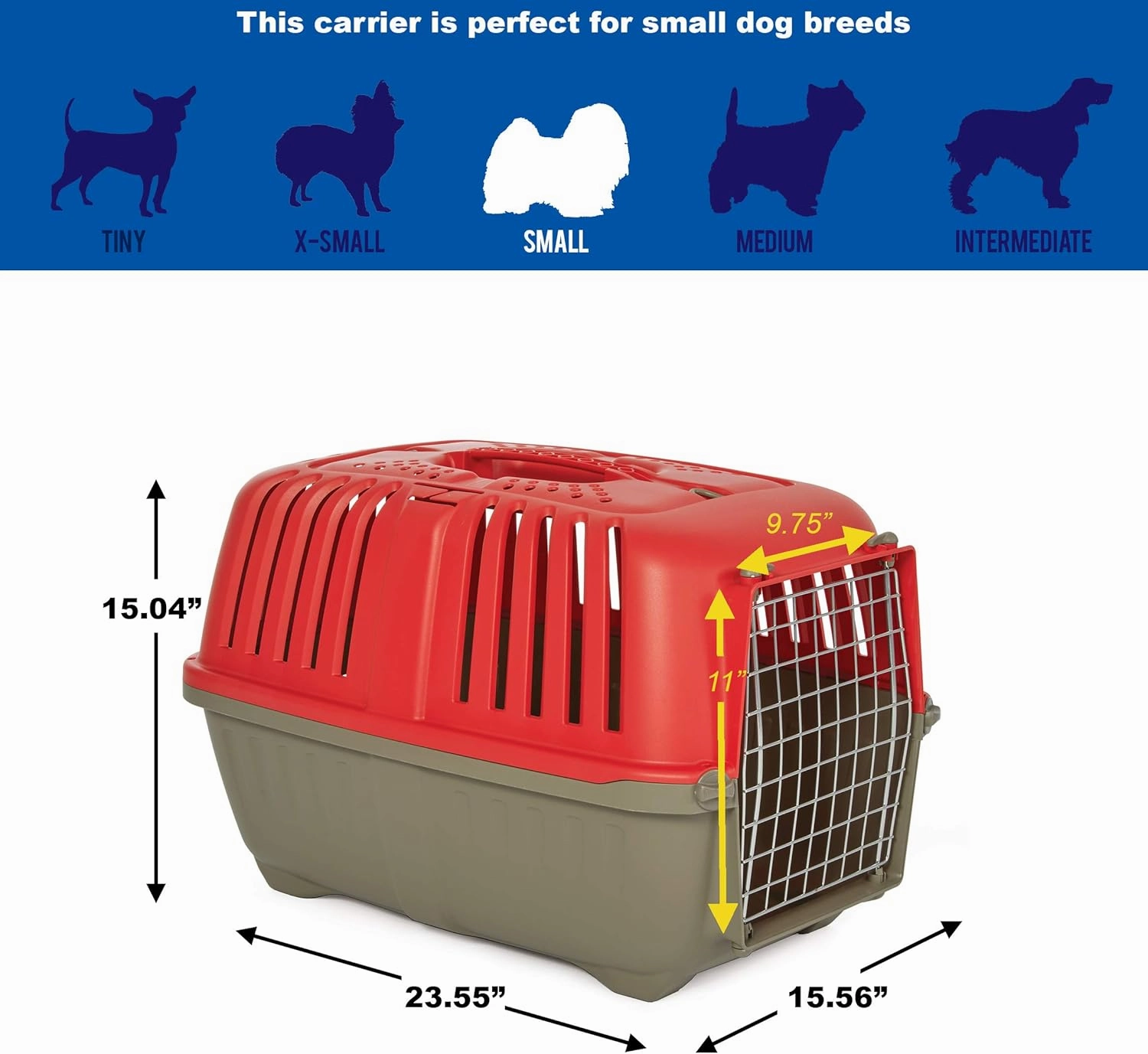 MidWest Homes for Pets Spree Travel Pet Carrier, Dog Carrier Features Easy Assembly and Not The Tedious Nut & Bolt Assembly of Competitors, Red, 24-Inch Small Dog Breeds (1424SPR)