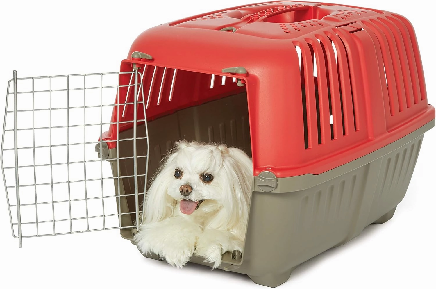 MidWest Homes for Pets Spree Travel Pet Carrier, Dog Carrier Features Easy Assembly and Not The Tedious Nut & Bolt Assembly of Competitors, Red, 24-Inch Small Dog Breeds (1424SPR)