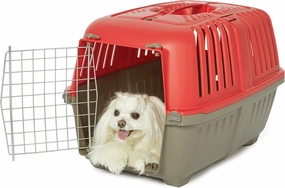 MidWest Homes for Pets Spree Travel Pet Carrier, Dog Carrier Features Easy Assembly and Not The Tedious Nut & Bolt Assembly of Competitors, Red, 24-Inch Small Dog Breeds (1424SPR)