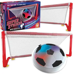 MindWare Super Striker Hover Soccer Ball Set - Indoor Soccer for Kids Ages 3 and Up - Flashing LED Lights - USB Charger - Includes 2 Sturdy Nets for 1 or 2-Player Indoor Games for Kids 8-12