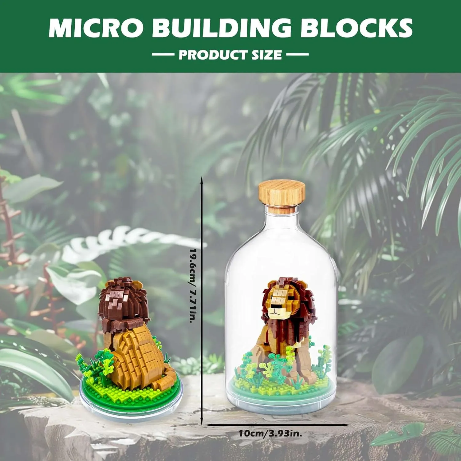 Mini Animals Building Blocks Sets, Cute Lion Building Set Animal Figures for Office Home Decor, DIY Birthday Gifts, Party Favors for Boys Girls Adults