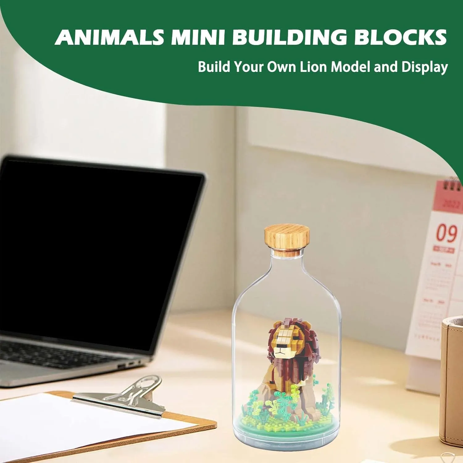 Mini Animals Building Blocks Sets, Cute Lion Building Set Animal Figures for Office Home Decor, DIY Birthday Gifts, Party Favors for Boys Girls Adults