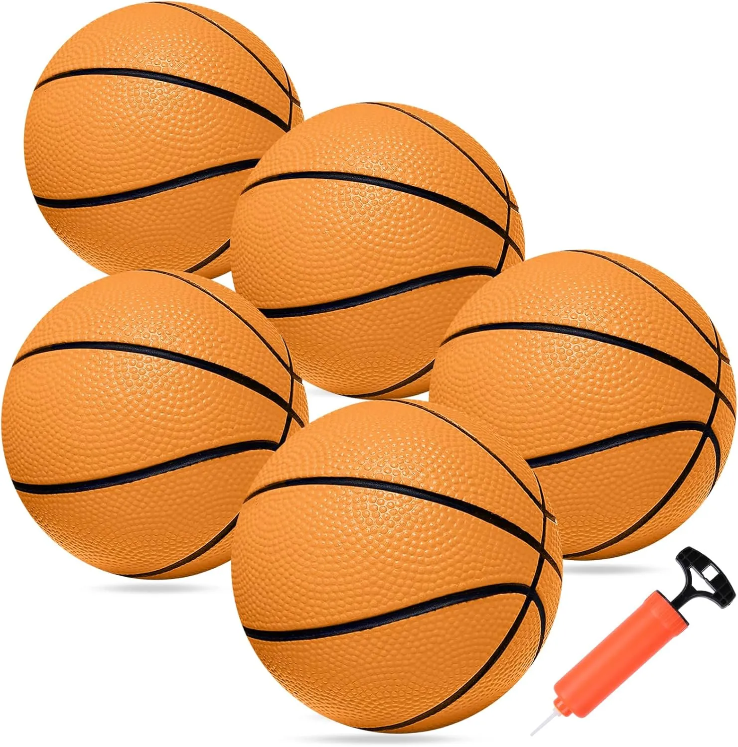 Mini Basketball Set,3 Pack 6" Inch Small Basketballs with Pump Over The Door Mini Hoop Basketball Replacement Toy for Toddlers,Kids,Teenagers for Pool,Indoors,Outdoors