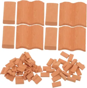 Mini House Roof Tiles DIY Miniature Roof Tiles 80pcs Mini Bricks Ornament for Train Station Layout
