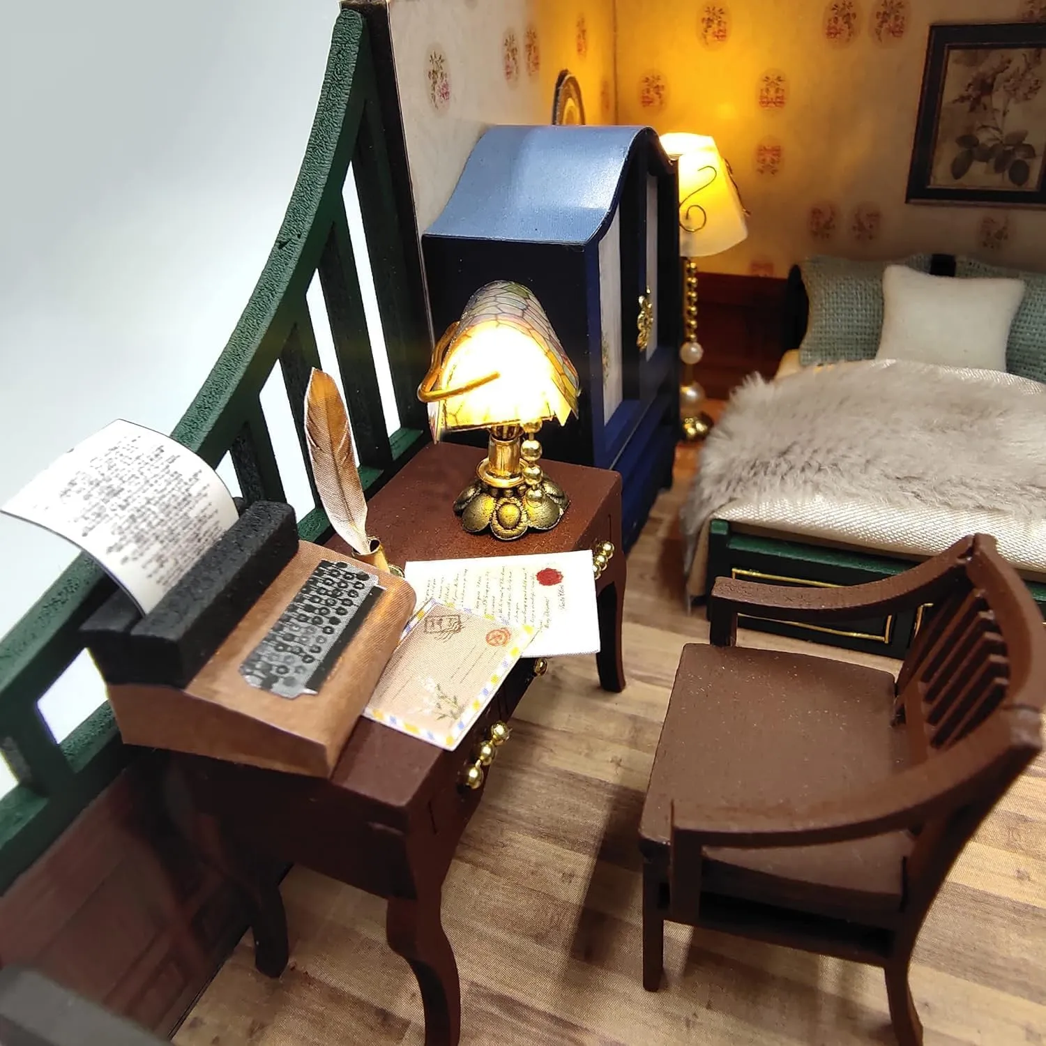 Miniature Kit for Bookshelf DIY Miniature House Kits Adult Birthday Gift 3D Puzzle Wooden Dollhouse Cute Model (Build a Dream)