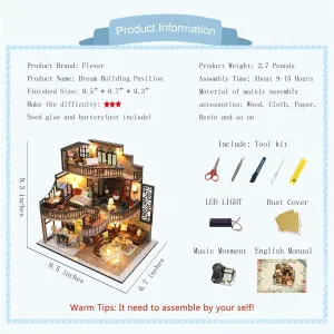 Miniature Kit for Bookshelf DIY Miniature House Kits Adult Birthday Gift 3D Puzzle Wooden Dollhouse Cute Model (Build a Dream)