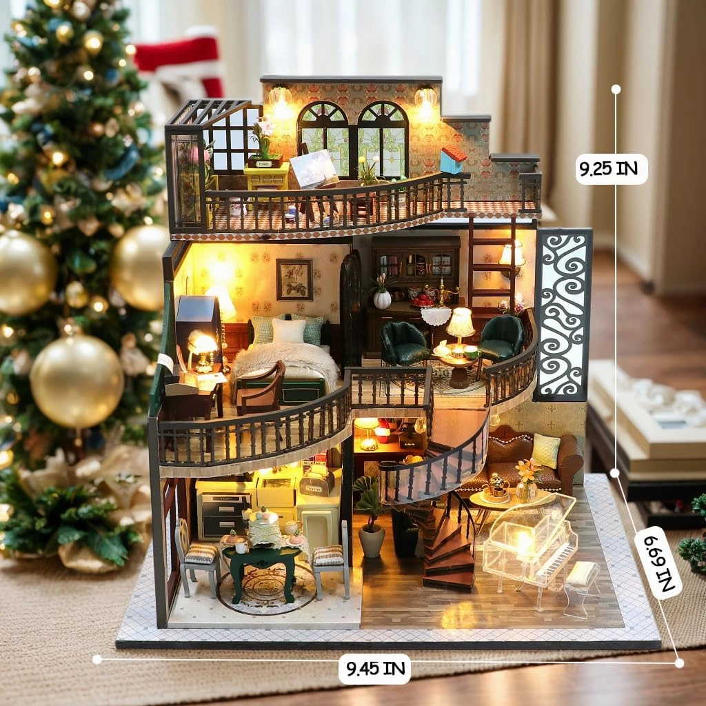 Miniature House Kit, Dollhouse Kit, Miniature Kit, DIY Mini House Building Kit for Adult Teen, Victorian