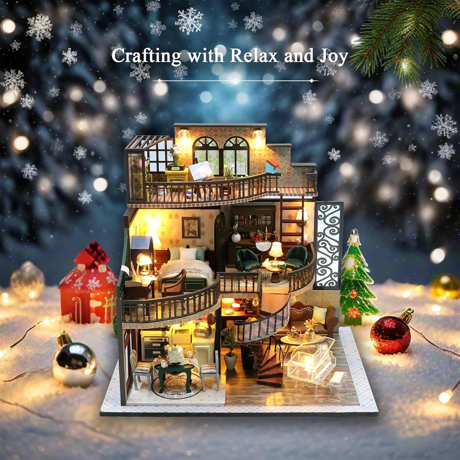 Miniature House Kit, Dollhouse Kit, Miniature Kit, DIY Mini House Building Kit for Adult Teen, Victorian