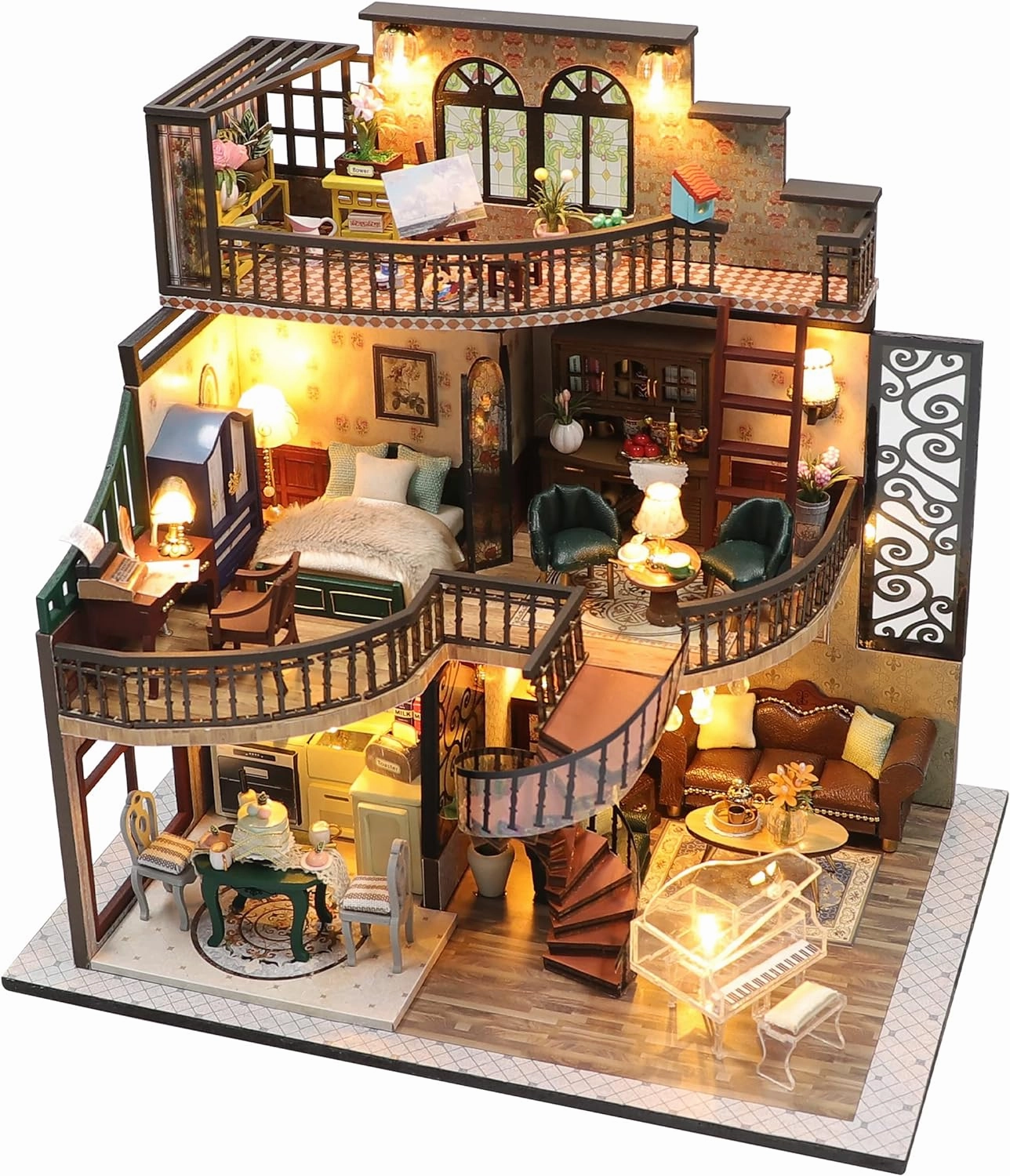Miniature House Kit, Dollhouse Kit, Miniature Kit, DIY Mini House Building Kit for Adult Teen, Victorian