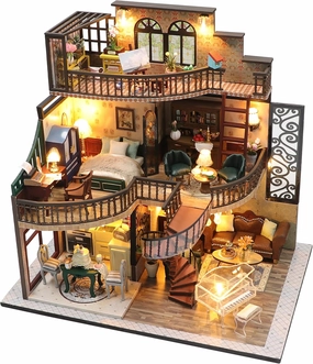 Miniature House Kit, Dollhouse Kit, Miniature Kit, DIY Mini House Building Kit for Adult Teen, Victorian