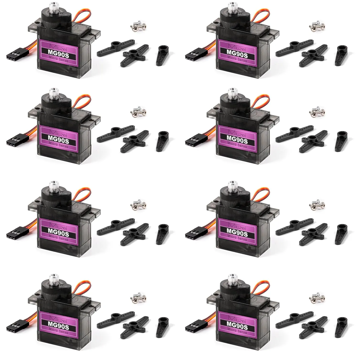 Miuzei MG90S 9G Micro Servo Motor Metal Geared Motor Kit for RC Car Robot Helicopter, Mini Servos for Arduino Project (8)