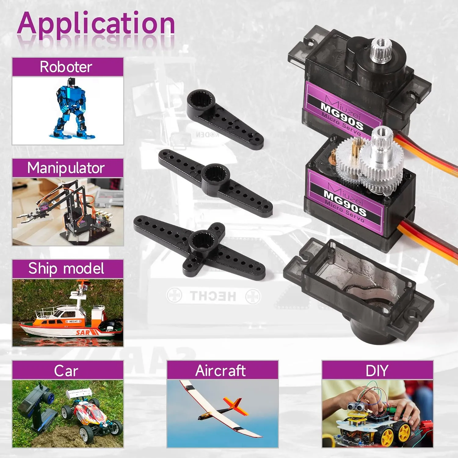 Miuzei MG90S 9G Micro Servo Motor Metal Geared Motor Kit for RC Car Robot Helicopter, Mini Servos for Arduino Project (8)