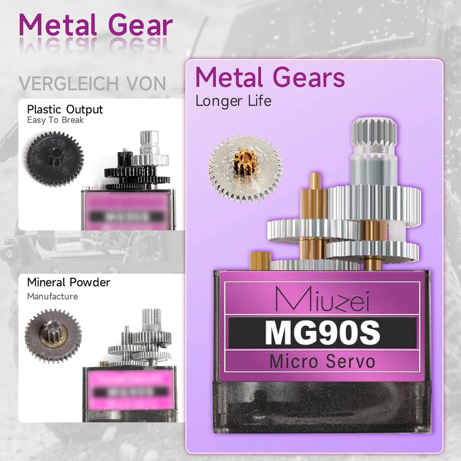 Miuzei MG90S 9G Micro Servo Motor Metal Geared Motor Kit for RC Car Robot Helicopter, Mini Servos for Arduino Project (8)