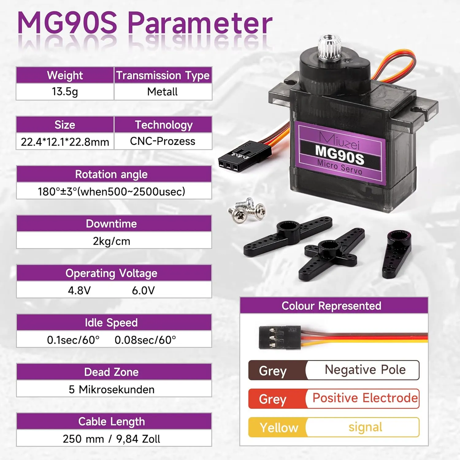 Miuzei MG90S 9G Micro Servo Motor Metal Geared Motor Kit for RC Car Robot Helicopter, Mini Servos for Arduino Project (8)