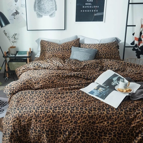 mixinni Leopard Print Comforter Set Twin XL-3 Pieces Animal Cheetah Printed Comforter Sexy Soft Fluffy Brown/Black Floral Print Bedding Set with 2 Pillowcases for All Season-Twin XL Size