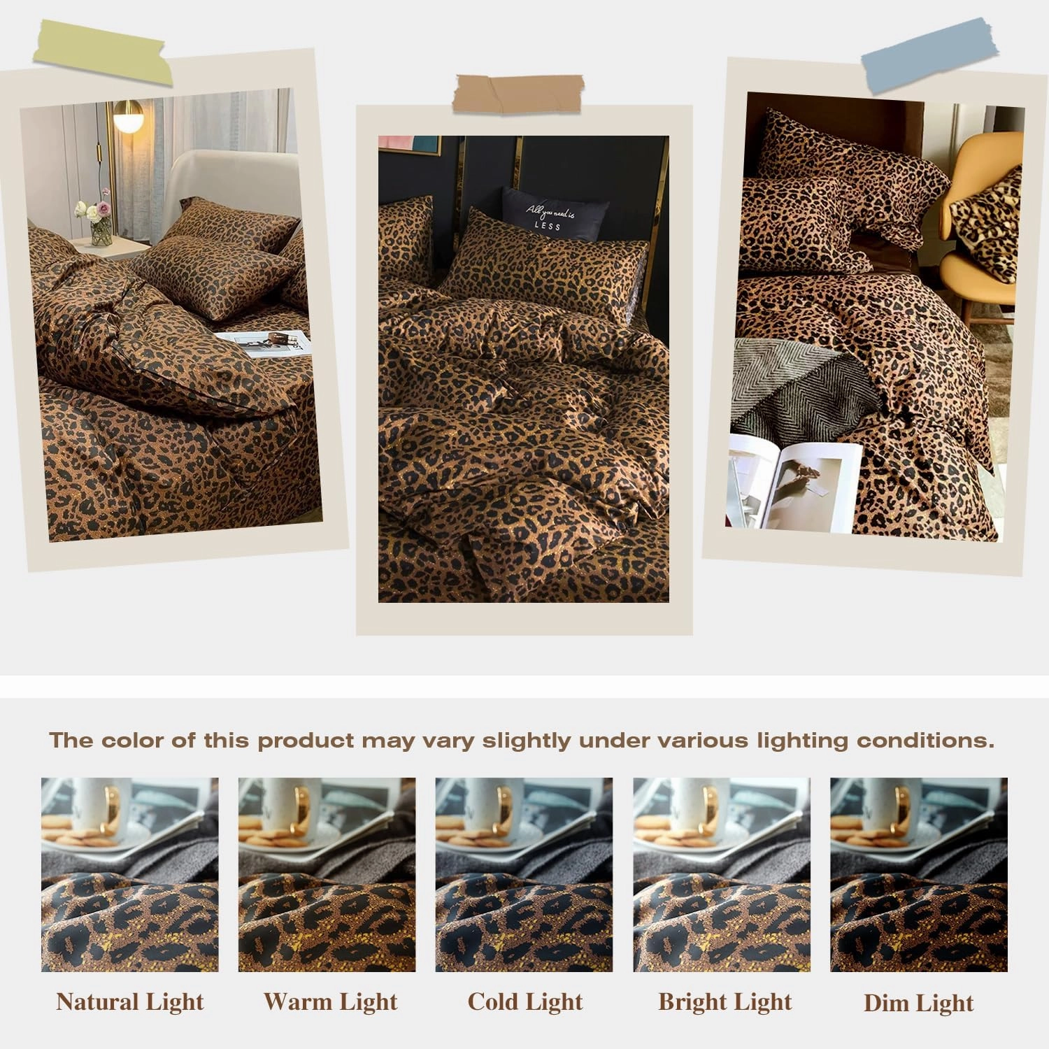 mixinni Leopard Print Comforter Set Twin XL-3 Pieces Animal Cheetah Printed Comforter Sexy Soft Fluffy Brown/Black Floral Print Bedding Set with 2 Pillowcases for All Season-Twin XL Size