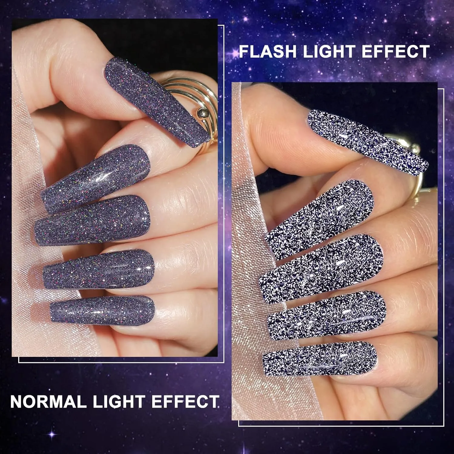 MIZHSE Reflective Glitter Gel Nail Polish Set 12 Pcs, Colorful Sparkly Diamond Soak Off UV LED Gel Polish Home Manicure Nail Art Salon 7 ml