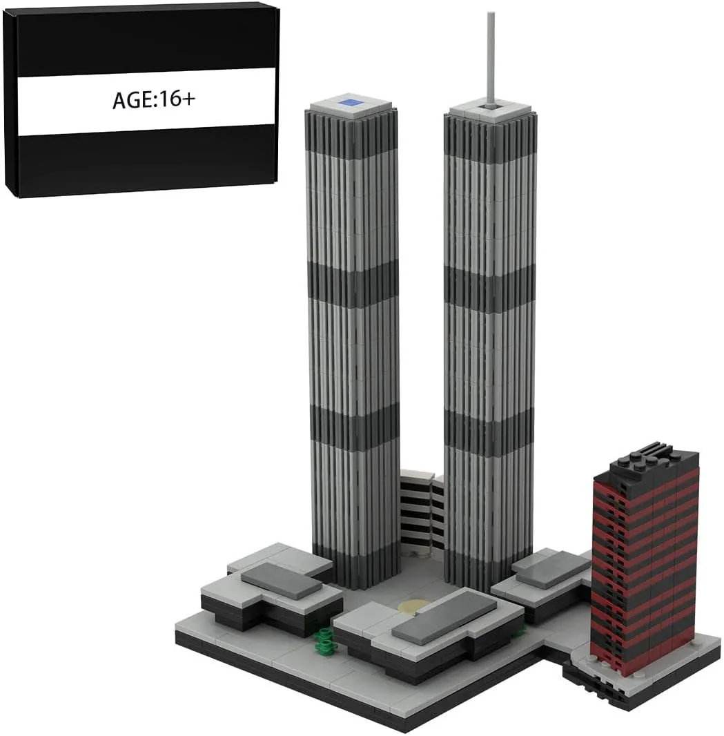 Modular Building Kit, 1/2000 Scale 982 Landmark Architecture World Trade Center Part Bricks Model Assembly Toy Sets, Creative MOC Building Blocks for Adults
