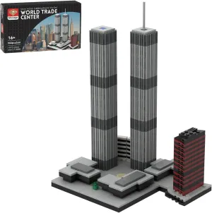 Modular Building Kit, 1/2000 Scale 982 Landmark Architecture World Trade Center Part Bricks Model Assembly Toy Sets, Creative MOC Building Blocks for Adults
