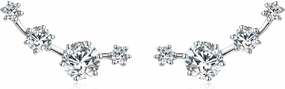 Moissanite Crawler Stud Earrings for Women, 925 Sterling Silver Cuff Wrap Earring D Color Lab Created Moissanite Hypoallergenic Climber Earring for Sensitive Ears Dainty Jewelry Christmas Birthday Gifts