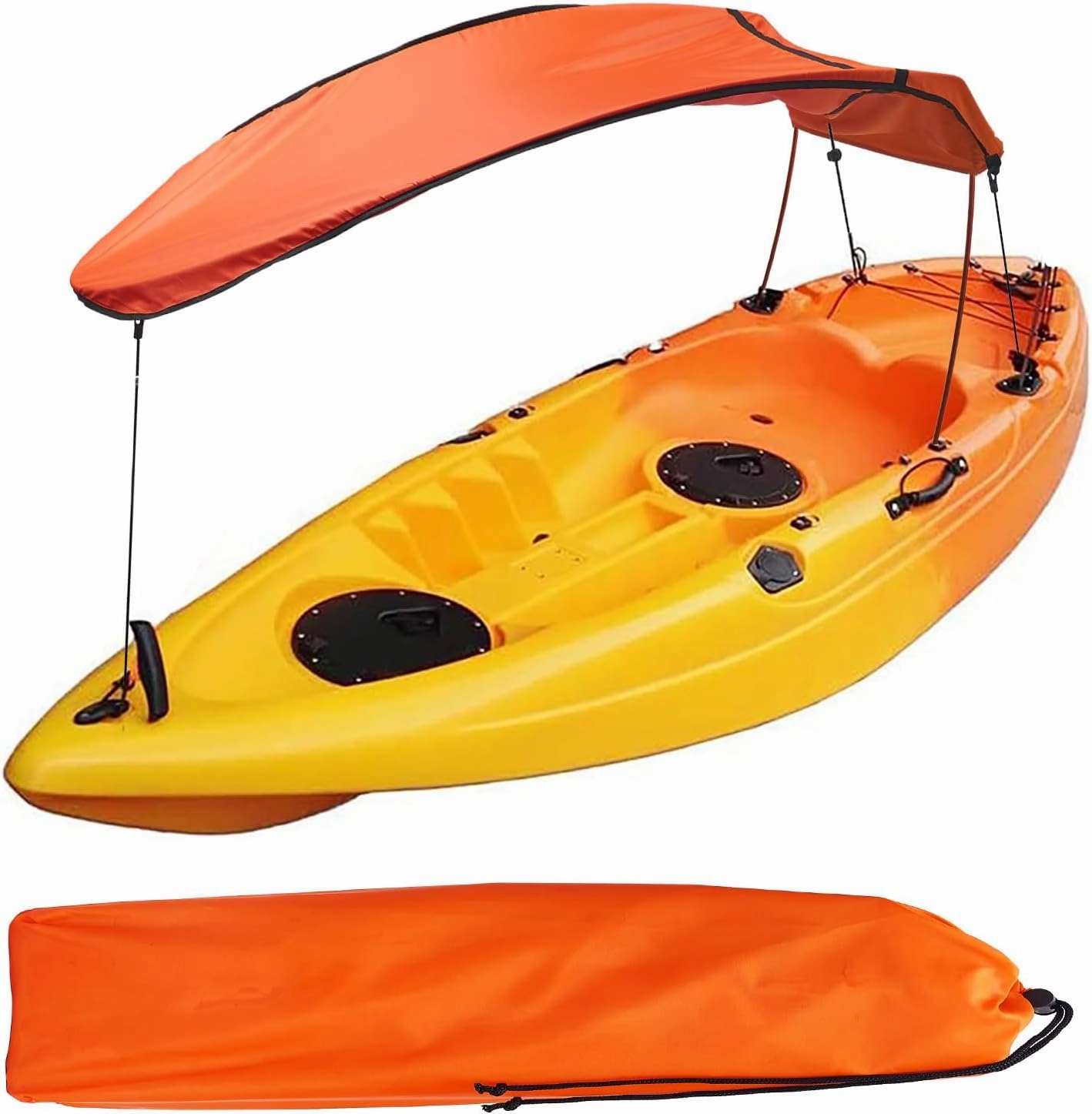 MOOCY LED Light Sun Shade Canopy for Kayak Canoe, Quick Installation