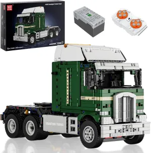 Mould King RC Tractor Truck Toy Building Block, Semi Truck Toy for Boys Aged 14 , 13202 Realistic Car Model with Motor, Heavy Equipment Transporter Build and Display Blocks Kits (2181 Pieces)