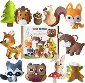 MOVEBO Animal Sewing Craft Kit DIY Kids Craft and Sew Set for Girls and Boys Educational Beginners Stuffed Animal Felt Ornaments Set of 14 Sewing Kits for Kids Age 6 7 8 9 10