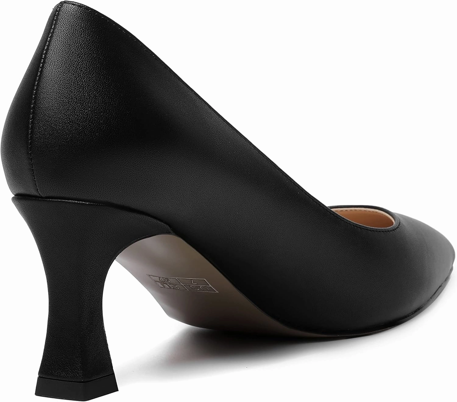 MOVINSTEPS Womens Dress Matte Slip On Office Solid Pointed Toe Spool Mid Heel Pumps Shoes 2.5 Inch