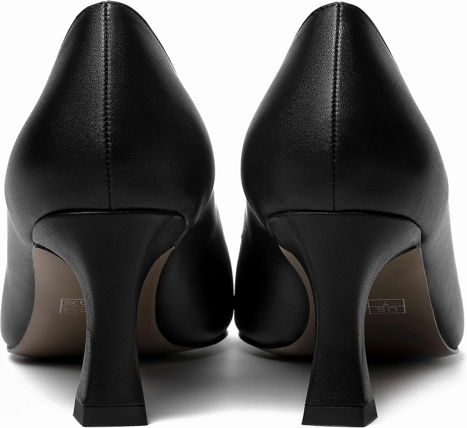 MOVINSTEPS Womens Dress Matte Slip On Office Solid Pointed Toe Spool Mid Heel Pumps Shoes 2.5 Inch