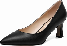 MOVINSTEPS Womens Dress Matte Slip On Office Solid Pointed Toe Spool Mid Heel Pumps Shoes 2.5 Inch