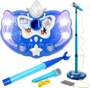 Music Karaoke Machine for Kids Microphone Lights Sounds MP3 Player, Blue, Boys Ages 3 