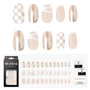 MUZMAK Christmas Press on Nails Long 36Pcs Fake Nails with Designs, Cute Gel (Nudie Potion​(Coffin))